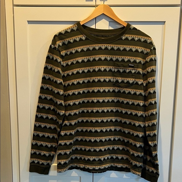 Dravus Men's Long Sleeve Shirt in Green and Black with Tan and Blue Accents l - Picture 1 of 8